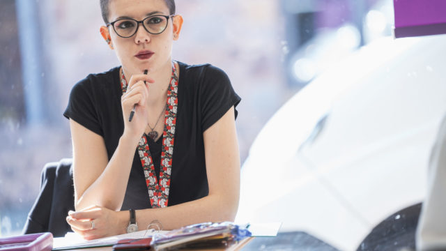 Student participating in a session