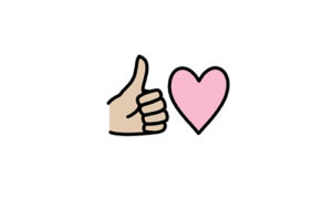Symbol of thumbs up with heart