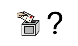 Symbol of a voting ballot and question mark