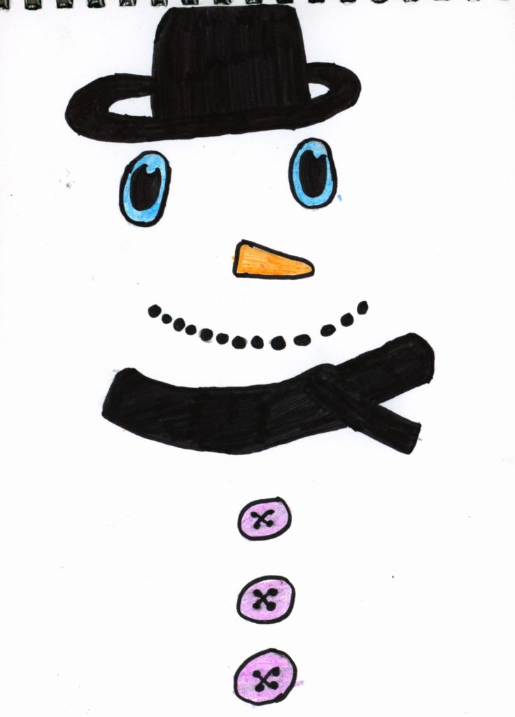 Pen drawing of a snowman