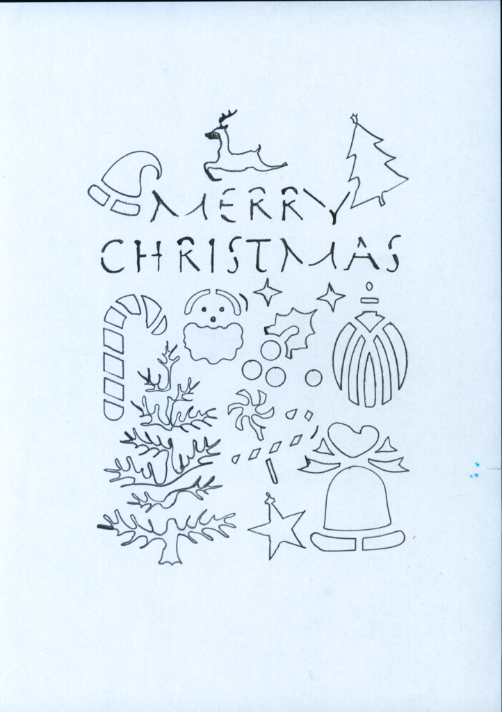 Pencil stencil drawings of Christmas images