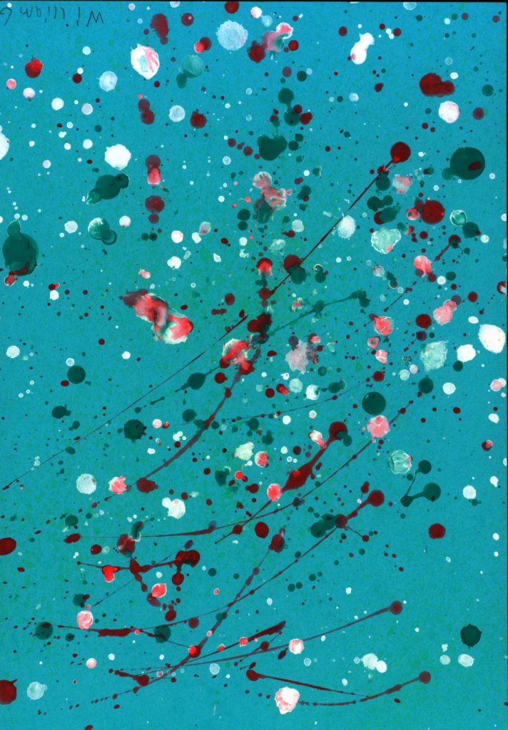 Splatter painting on a green background