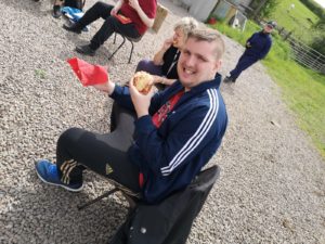 boy enjoying pizza