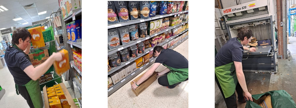 Ethan unpacking shelf, crushing cardboard and using cardboard mac