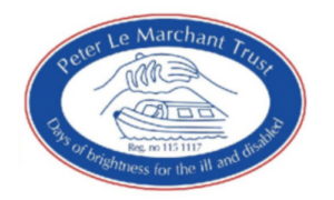 Two hands joined together over sailing boat. Text reads: 'Peter Le Marchant Trust - Days of brightness for the ill and disabled'