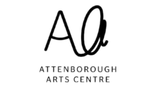 Black initials 'Aa' text underneath says 'Attenborough Arts Centre'