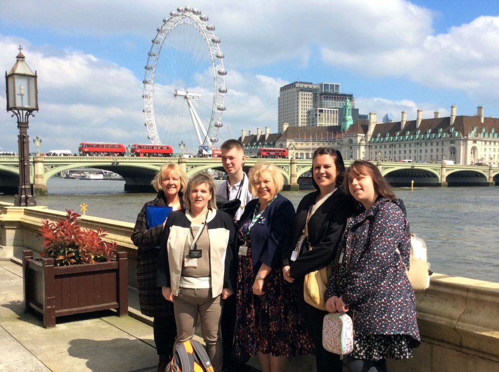 College students & staff being photographed in London