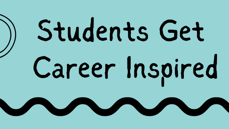 Blog post feature image which reads; 'Students Get Career Inspired' with image of a magnifying glass at the side