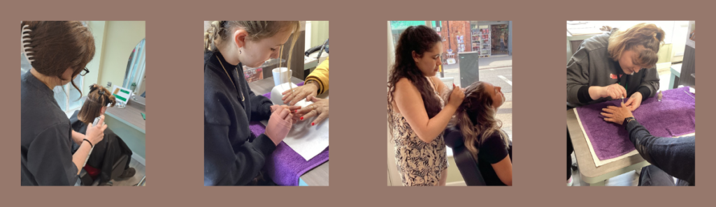 Four students performing treatments at Spectrum Style