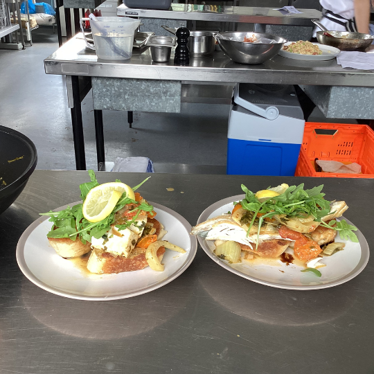a picture of two plates of Mediterranean-style meals
