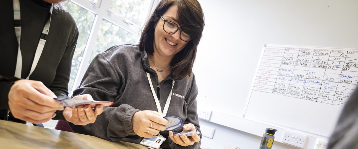 Staff member playing dobble