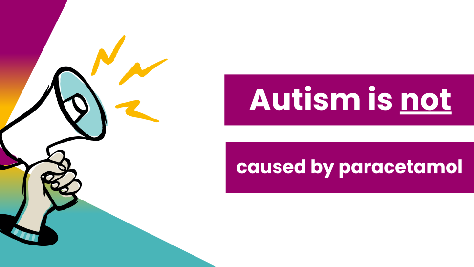 Banner saying autism is not caused by paracetamol
