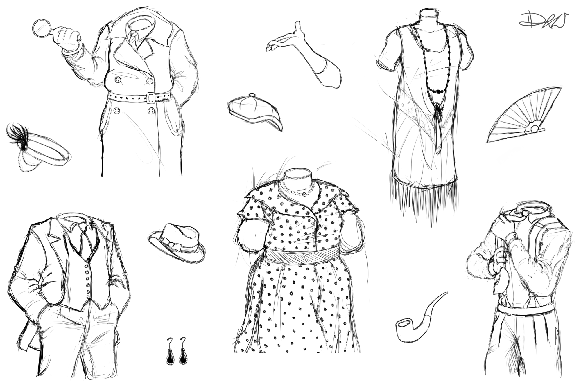 Deanna's outfit sketches for inspiration