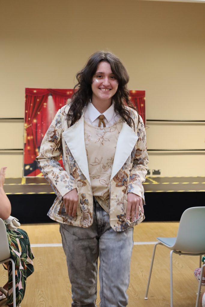 student wearing made jacket